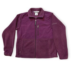Columbia Womens Medium Full Zip Fleece Jacket Coat Long Sleeves Mock Neck Pocket